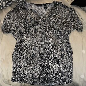 New York & Company Monochrome Snake Print Blouse